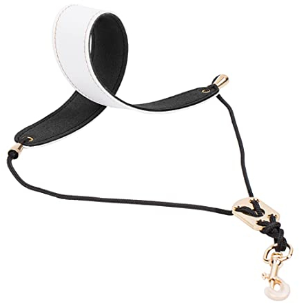 Oikabio Saxophon Halsband Gurt, Saxophon Halsband Gurt, Klarinette Halsband WeißEs Leder Halsband Gurt, Weiß+Schwarz