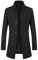 Allthemen Mens Winter Trench Wool Coat Warm Casual Elegant Jacket Overcoat Slim Fit Mid Length Coat Black (Thick) M