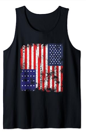 Bikini Atoll USA Flag Distressed - Half American Tank Top