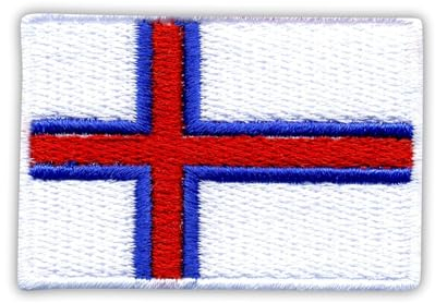 Aufnäher Flagge der Färöer Inseln, magnetische Rückseite, bestickt