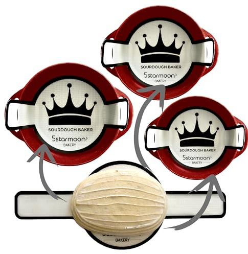 UK Designed - 3 Silicone Bread Sling for Dutch Oven- Reusable Bread Mat- Heat Resistant Dutch Oven Liners w/Long Handles - Non-Stick Bread Silicone Mat - Sourdough Bread Baking Supplies (White Crown)