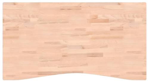 vidaXL Schreibtischplatte, Tischplatte mit 4 abgerundeten Ecken, Arbeitsplatte Platte für Schreibtisch Esstisch, Holzplatte Bürotischplatte, 110x(55-60) x2,5 cm Massivholz Buche