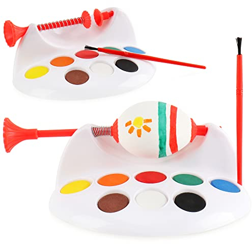com-four® 2x Malset für Ostereier - Eiermalmaschine mit Malbuch, Pinsel und Farben - Ostereier selbst bemalen - Malzubehör (Ostereier Malset 1-6-teilig)