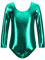 FUREINSTORE Gymnastikanzug für Tanz, Ballett, Gymnastik, klassisch, glänzend, elastisch, für Mädchen, langärmelig, Rundhalsausschnitt, Ballerina, grün, 8 Jahre