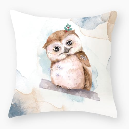 Gambo Kissenbezug 45X45 Eule Dekorativ Kissenbezug, Baumwolle Leinen Atmungsaktiv Kissenhülle, Dekokissen Sofakissen Für Couch, Auto, Schlafzimmer