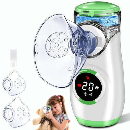 Inhalationsgerät mit Digitaler Anzeige, Inhaliergeräte für Erwachsene und Kinder, Inhalator Inhaliergerät Vernebler mit Gesichtsmaske & Mundstück, Ultraleicht Klein, Leicht zu Tragen