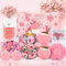 COZCLAM Rosa Wellness Geschenke für Frauen, Verwöhnendes Badeset Frauen mit Badesalz, Seifen, Kerze, Badebomben, Silikonbürste und -kappe