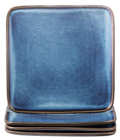 UNICASA Speiseteller Keramik Set von 4, 10 Zoll Frühstücksteller, Square Flachteller Tellerset - Hellblau