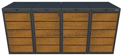 MBOX24 Mülltonnenbox 4er für 240 Liter Mülltonne | Golden Oak |Mülltonnenverkleidung | Mülltonnenhaus | Box für Mülltonnen | Mülltonnenunterstand | Mülltonneneinhausung