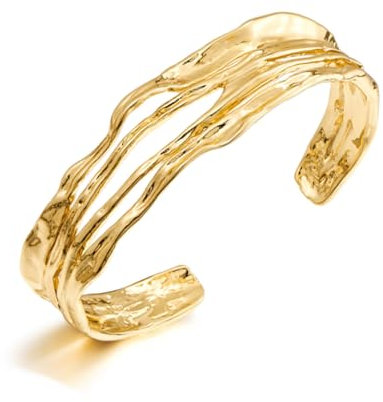 HEEYA Armreif Damen Gold Armreifen für Frauen Manschettenarmband Verstellbares Offenes Armband mit Geschenkbox Jubiläum Geburtstag Weihnachten