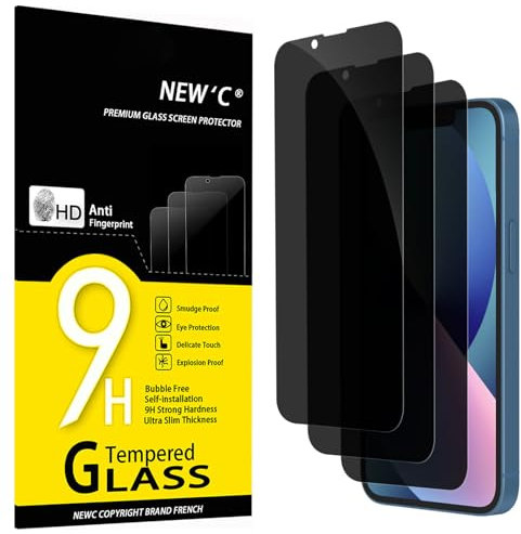 NEW'C Lot de 3, Verre Trempé Anti-Espion pour iPhone 13 Mini (5,4 Pouces), Angle de Confidentialité 28 Degrés Amélioré, Dureté Ultra-Résistante 9H, Sans Bulles