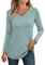 SCBFDI Top Maniche Lunghe Donna Camicia Donna Manica Lunga Donna Cotone Manica Lunga Maglie+Eleganti Maglie Manica Lunga Donna Top Rosa Cipria Maglietta da Lavoro Camicia Donna Verde XL