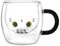 I-TOTAL® - Durable Transparent Glass Mug with Handle Cute Design Upside Down - White Cat