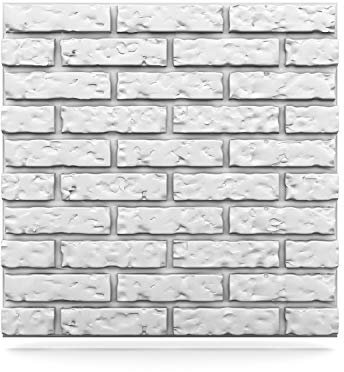 Deccart - 3D Wandpaneele 60x60 cm - Paneele Wand Wall Panels Deko Wandverkleidung Innen Panel Deckenverkleidung Decke Deckenpaneele Platten Styropor EPS-Polystyrol Ziegelstein 1.80 m², 5 Stück, weiß
