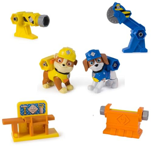 Ruben & Compagnie - 2 Figurines - Ruben & Benji avec 2 Outils de Chantier Et Accessoires De Construction - Figurine Pat Patrouille À Collectionner - Pat Patrouille Jouet - Jouet Enfant 3 Ans Et +