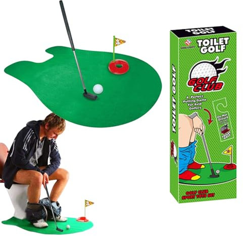Tamoiup Coffret Cadeau De Golf De Toilette - Kit De Golf Toilette WC – Cadeaux Amusants pour Hommes, pour Papa, Cadeaux d'anniversaire pour Mari