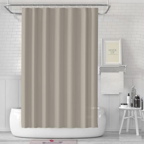 LUKDUNG 180x200 Badevorhang, Duschvorhang Anti-schimmel in Badezimmer, Vorhang für Badewanne Dusche aus Stoff Wasserdicht Waschbar, Waschbar PEVA Shower Curtain mit 12 Duschvorhangringe Beige