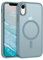 GUAGUA Cover per iPhone XR, Compatibile con MagSafe, Magnetica Custodia Paraurti Antiurta da Telefono Sottile Glassata Traslucida Opoca Anticaduta Hard PC TPU Morbido Protettivo Case, Blu Nebbia