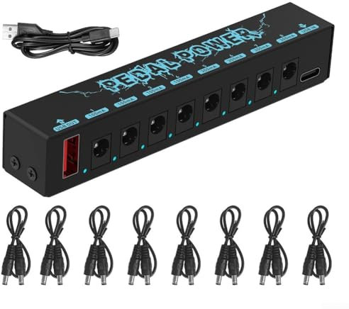 Fuente de alimentación para pedal de efectos de guitarra, Fuente de alimentación de pedal de guitarra de 8 canales, Pedal de efectos de guitarra Metal
