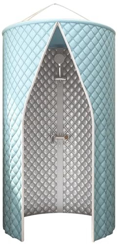Cortina de Ducha Redonda Portátil para Duchas Al Aire Libre o Baño - Aislamiento Térmico Impermeable Tienda de Ducha Vestidor Móvil Tienda de Campaña de Privacidad, Espesor: 8mm(Azul,100 CMx180 CM)