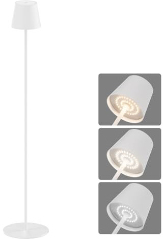 Coinmit LED Stehlampe mit Akku, dimmbare Stehleuchte, kabellose Stehlampe, Touch Control, geeignet für Innen- und Außenbeleuchtung, Wohnzimmer, Balkon, etc. (Weiß)