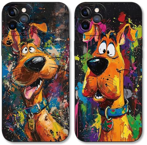 Yimctoie 2 Stück Schwarze Handyhülle für iPhone 7/8/SE 2020/SE 2022 4,7,Niedlich Karikatur Ölgemälde Hund Hülle Cute Cartoon Gelb Dog Anime Case,Silikon TPU Stoßfeste Schutzhülle Objektivschutz Cover