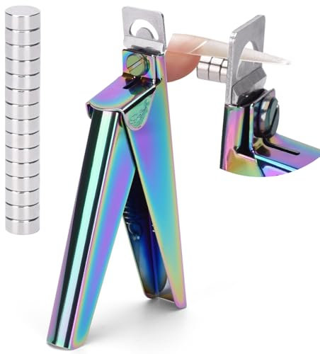 BAMTTOO Nail Clippers with Magnets Sizers for Acrylic Nails Stainless Steel Artificial Fake Nail False Nail Tip Cutter Trimmer Manicure Pedicure Sharp Blade Clip Tool for Home Salon Nail Art (Rainbow)