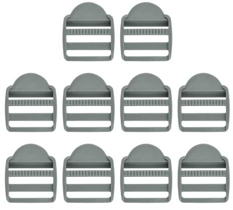 SUIKIHUM 10 Pack Plastic Ladder Slider, 1-1/2 Inch(38mm) Backpack Buckle Tri-Glides Clip, Adjustable Lock Buckle for Belt Strap, Grey