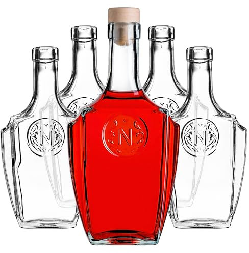 KADAX Glasflaschen 500ml mit Korken, 10 Stück, leere Flaschen zum Befüllen, Likörflaschen aus Glas, Schnapsflaschen für Likör, Öl und Essig, Saftflaschen