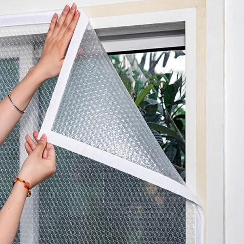 Kit d'isolation thermique pour fenêtre d'hiver avec housse thermique en plastique et boudin de porte et anti-poussière, taille personnalisée (240 cm x 260 cm)