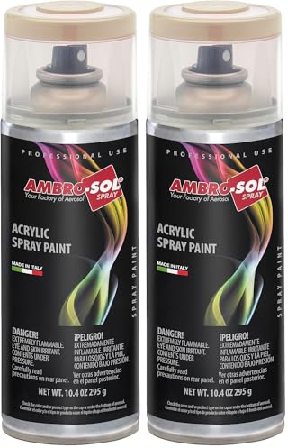 Ambro-Sol - Pintura acrílica en spray, color Blanco Crema, RAL 9001, resultado profesional en múltiples superficies, exteriores e interiores, 400 ml, El embalaje puede variar (Paquete de 2)