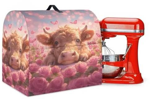 Pxjivorg Highland Cow Kitchen Aid Mixer Cover Household Stand Mixers Cover Fit for Tilt Head Food Processor Dust Covers with Pocket Size L