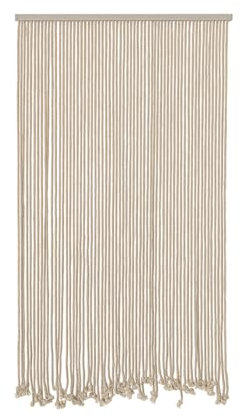 Acomoda Textil – Cortina para Puerta de Algodón 90x200 cm para Terraza, Jardín, Balcón y Patio. Panel con Barra de Madera Interior y Exterior Antimoscas e Insectos de Facil Instalación.