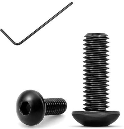 Lot de 100 vis à tête bombée M3 × 8 avec six pans creux ISO 7380, vis à tête plate en acier au carbone avec filetage complet, avec 1 clé Allen (M3 x 8, 100)