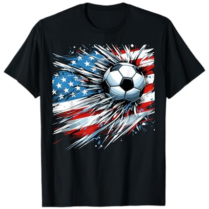 Soccer Ball 4th of July Boys American Flag Patriotic T-Shirt