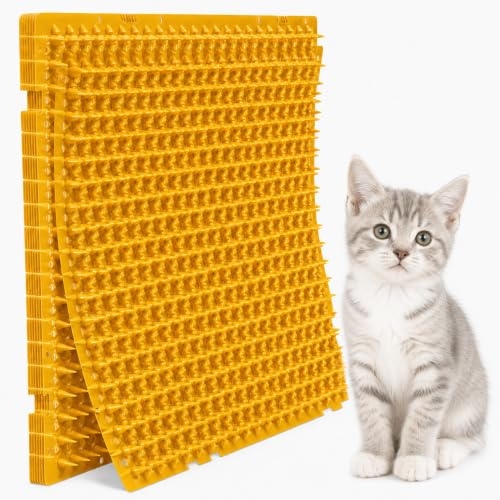 Katzenabwehr Matte 42×32 cm (10 Stück, Orange, inkl. 100 Kabelbinder & 40 Klettpunkte) – 1.34 m² Erweiterbares Katzenabwehrgitter mit Befestigungslöchern gegen Katzen & Hunde, Für Garten, Balkon, Beet