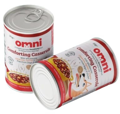 Omni Wet Dog Food for Adult Dogs - Comforting Casserole Hypoallergenic Dog Food Vet-Formulated Rich in Protein with Chickpeas, Carrot and Thyme - Gut Friendly, Soya and Gluten Free, Pack of 12