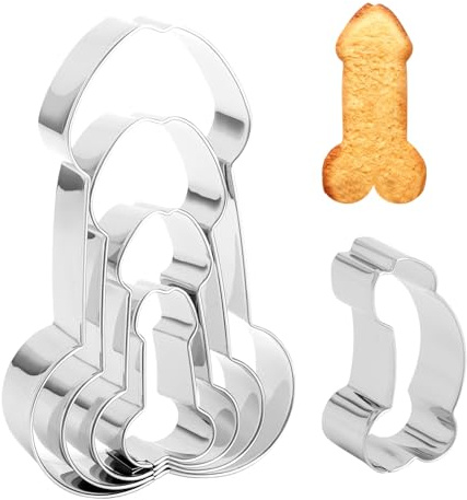 Set 5 Moldes Cortador Galletas Pene Acero Inoxidable Divertidos Moldes para Galletas Fiesta Despedida de Soltera Mujeres Accesorios Cocina Repostería Regalo Broma Cumpleaños Decoración Erótica