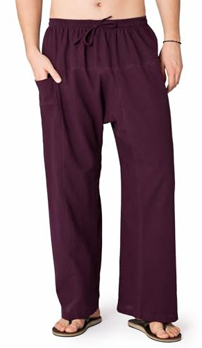 PANASIAM leichte Baumwollhose Damen & Herren - im Stil Einer Fischerhose | Schlupfhose Unisex, bequeme Rehahose & Relaxhose mit Gummibund & Tunnelzug - Freizeithose für Homeoffice, Krankenhaus & Yoga