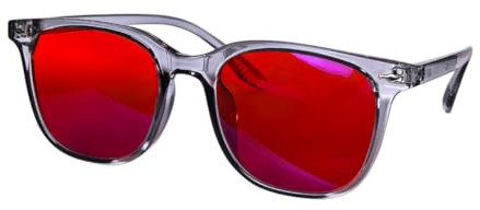 SHINU Herrenbrille mit Roten Gläsern Vollständige Blockierung für Bessereren Schlaf Orangefarbene Gläser für Langanhaltende Arbeit