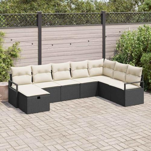 LoogCape Poly-Rattan Sofa Set mit 5 Teilen und Kissen, modular, wetterfest, UV-beständig, stilvoll für Garten, Terrasse, Balkon, Outdoor-Sitzgelegenheiten