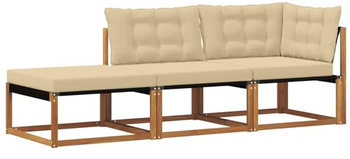 vidaXL 3 STK. Ecksofa-Einheiten für draußen Massivholz Akazie Natur