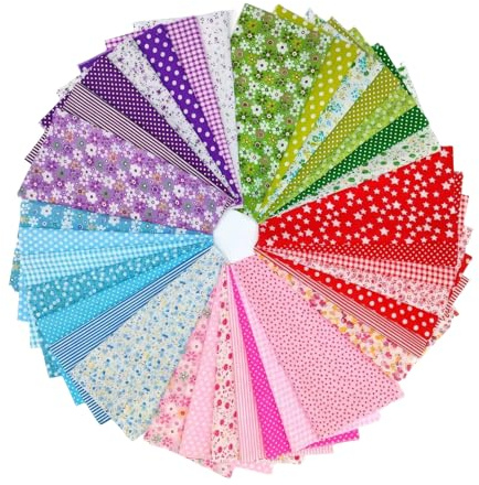 100 Stücke Baumwollstoff Stoffe, 15x15 cm, Quilten Basteln | Patchwork Stoffe Quadrate vorgeschnitten, Nähpacket zum Nähen, DIY Handarbeiten Puppenkleidung