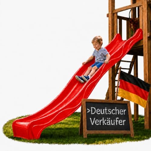 Ondis24 Wellenrutsche 3m Kinderrutsche Anbaurutsche Wasserrutsche für Spielturm oder Hang ab 3 Jahren (Lavarot)