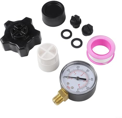 Sand Filter Pressure Gauge Kit Pool Pump Pressure Gauge Drain Cap Replacement Kit Pool Filter Maintenance Parts Leak Proof Gasket Pool Pump Repair Kit Sand Filter Accessories Set