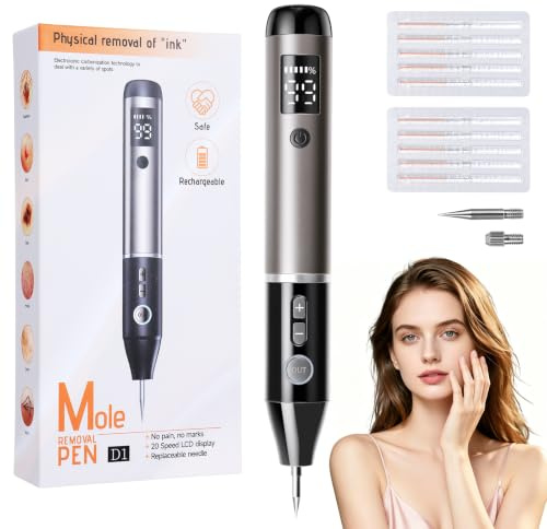 Eliminar Verrugas,Lápiz Para Eliminar Verrugas Cutáneas Lápiz Para Eliminar Lunares con Plasma 99 Niveles De Intensidad Lápiz de Plasma Luz USB Pantalla LCD para Rostro Cuerpo Verrugas Pecas Nevos