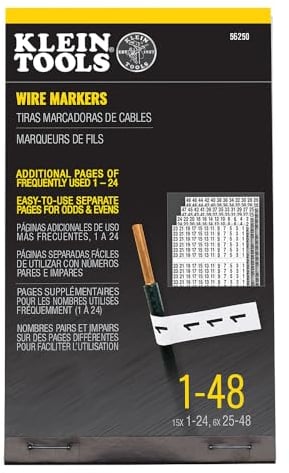 Wire Marker Book, 1-48 Klein Tools 56250, Black Print on White