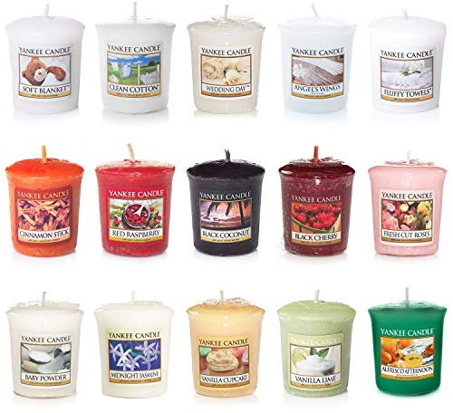 Yankee Candle Votive Value Bundle with 15 Votive Scented Candles, Mixed Popular Fragrances
