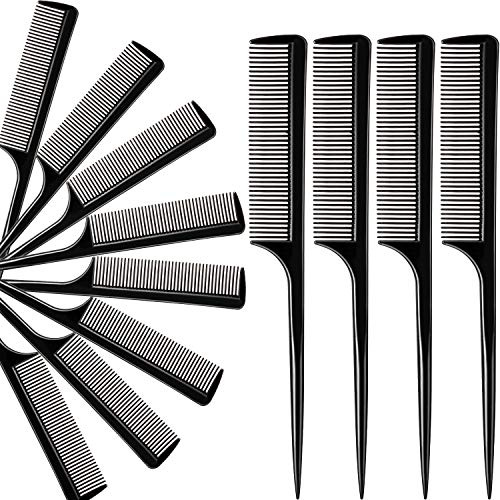 12 Pack Rat Tail Comb, Fine Tooth Hair Comb for Men and Women, Black