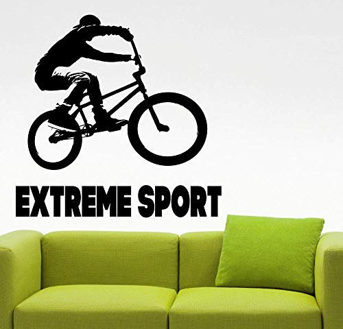 Bmx Wandtattoo Extremsport Wandaufkleber Schwarz Freestyle Springen Wohnkultur Jungen Zimmer Wandkunst Removable Wallpaper 35 * 35 Cm